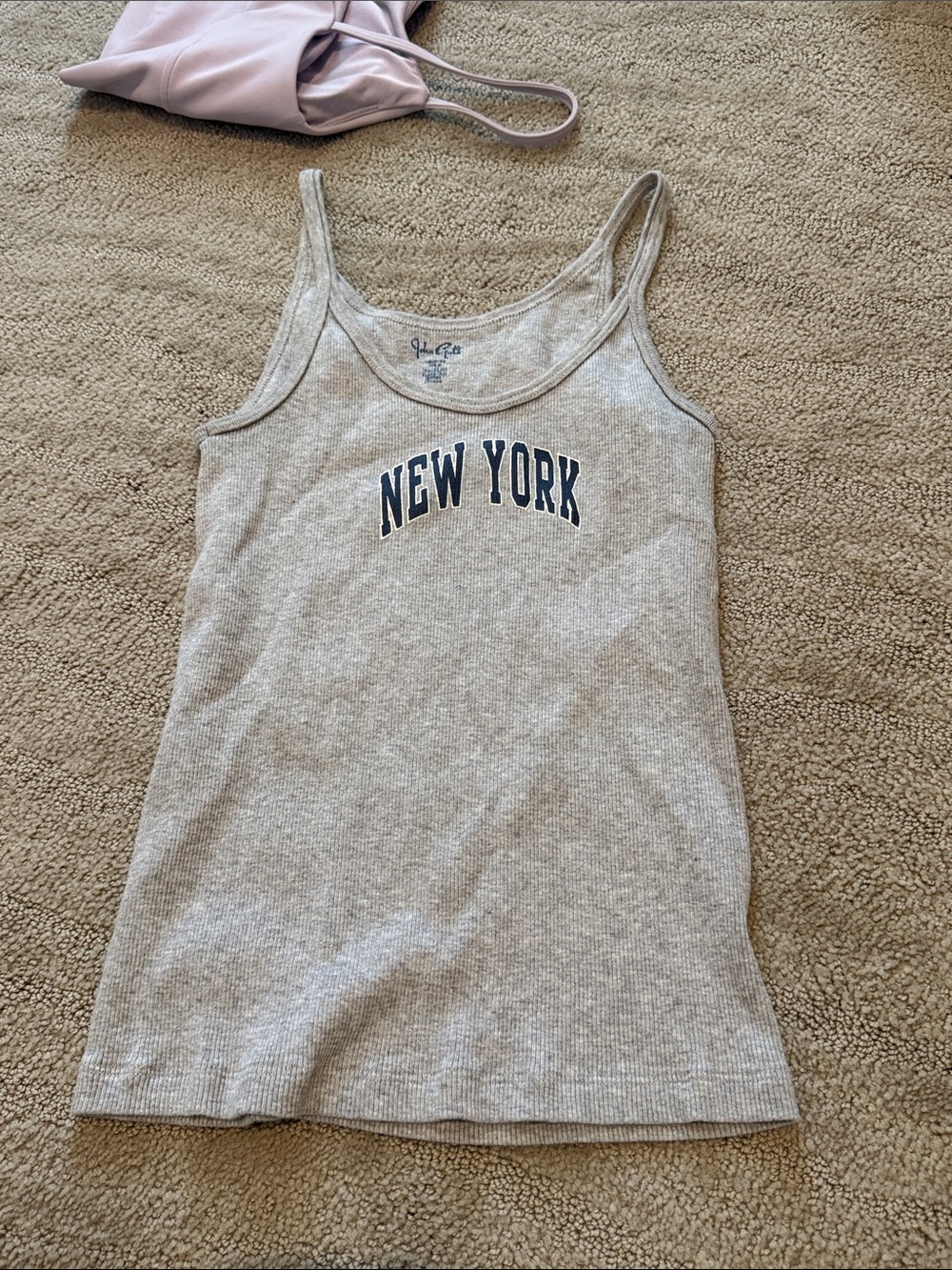 Brandy Melville Heather Gray 'New York' Ribbed Tank